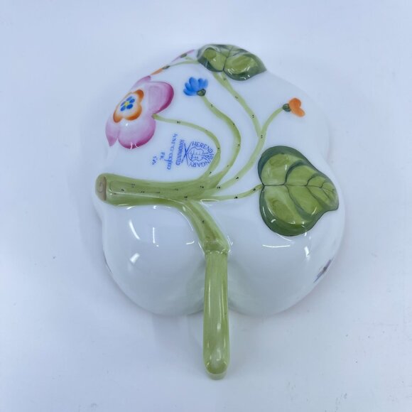 vintage herend hand painted porcelain deep leaf dish rothschild bird motif - Picture 8 of 8